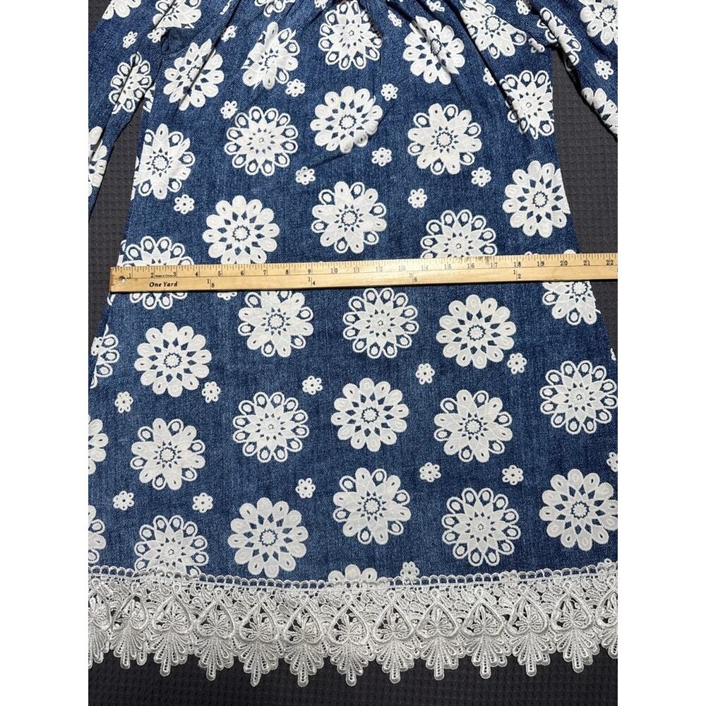 Pink Coconut Blue Floral Lace Hem Dress - Picture 4 of 8